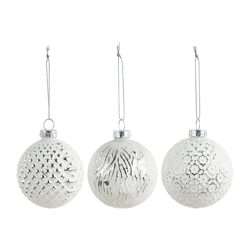 Kerstballen - wit - 3 stuks