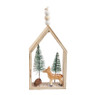 Huisje met rendier - hout/kunststof - 12 cm