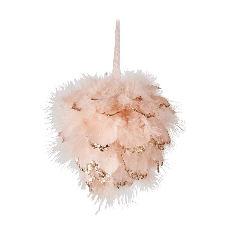 Kersthanger veren - roze - ø11 cm