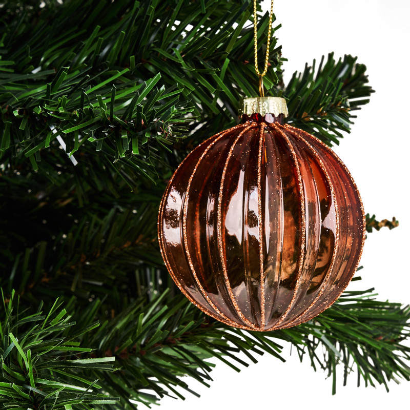 Kerstbal oranje - 8 cm - glas
