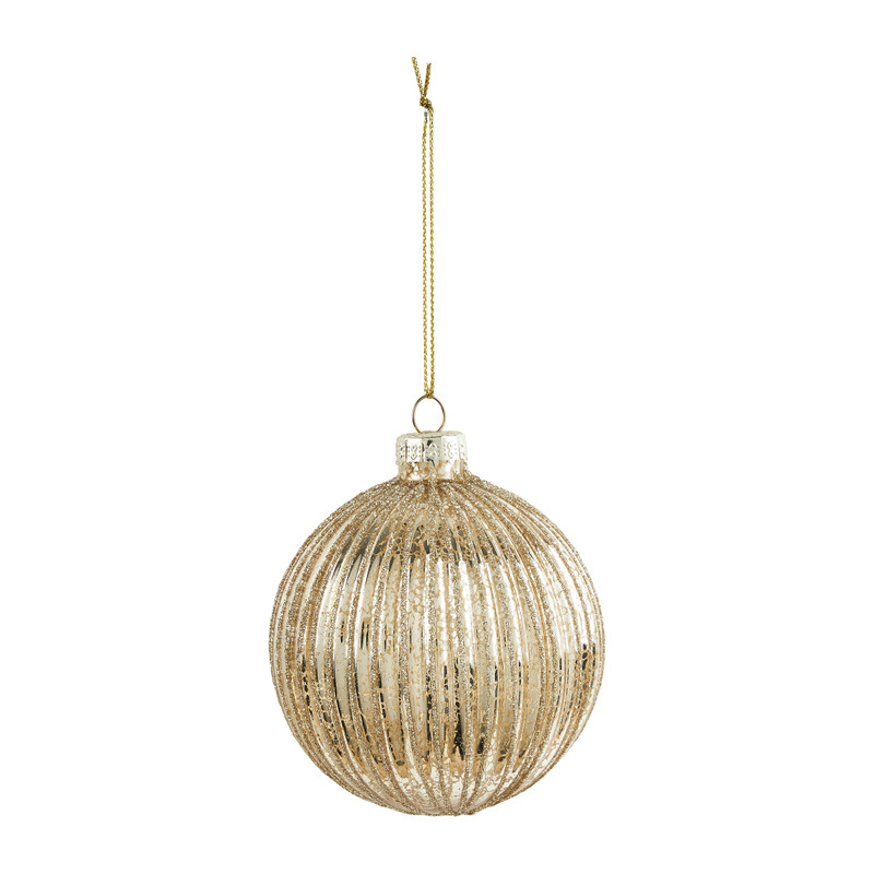 Kerstbal met strepen - goudkleurig - ø8 cm