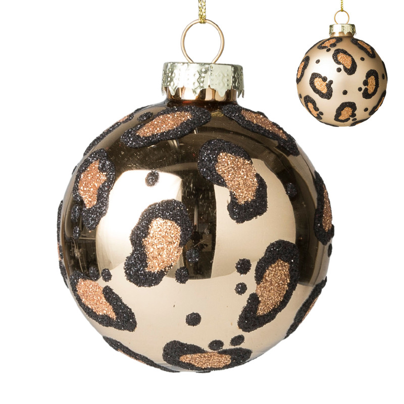 Kerstbal luipaard - diverse varianten - 7 cm