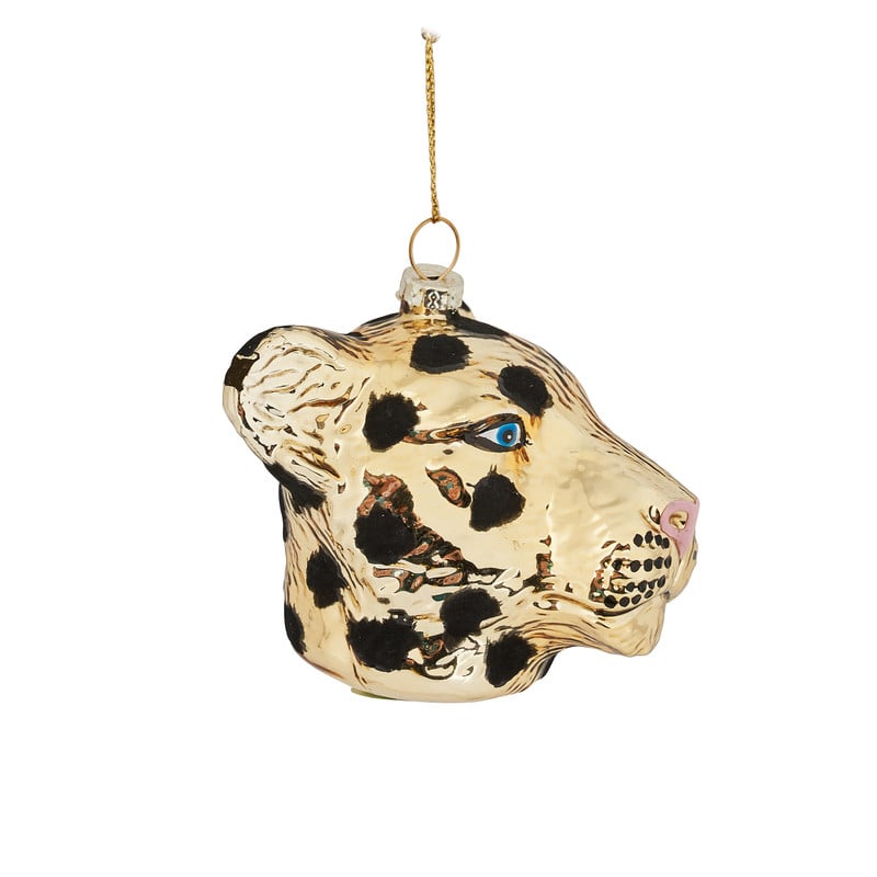 Kerstbal luipaard - Ø8 cm 