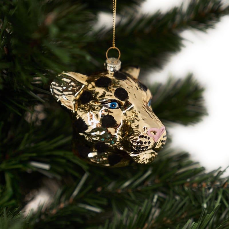 Kerstbal luipaard - Ø8 cm 