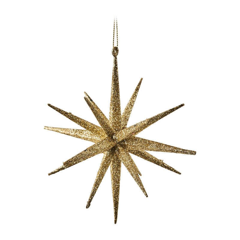 Kersthanger ster - goud/glitter - 14 cm