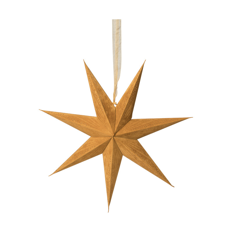 Kerstster velvet met led - geel - 60 cm