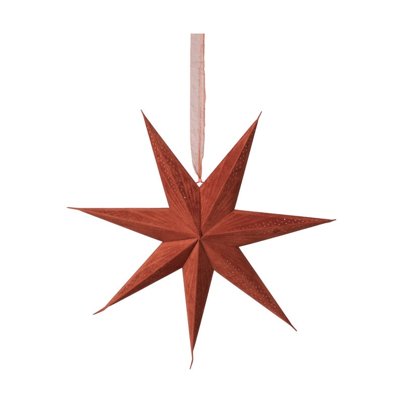 Kerstster velvet met led - bruin - 60 cm