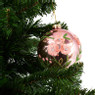Kerstbal bloem shiny - roze - glas - 10 cm