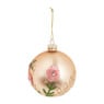 Kerstbal bloem mat - champagne - glas - 10 cm