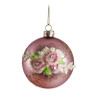 Kerstbal bloem mat - roze - 8 cm
