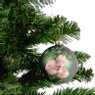 Kerstbal bloem mat - groen - glas - 8 cm