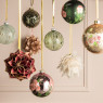 Kerstbal bloem - goud - glas - 8 cm