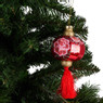 Kerstbal lantaarn grote bloem - rood - 8 cm