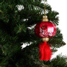 Kerstbal lantaarn kleine bloem - rood - 8 cm