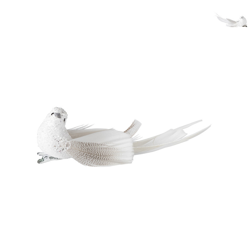 Vogel op clip - wit