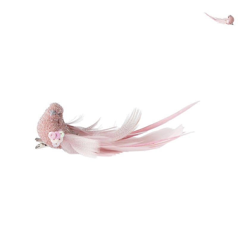Vogel op clip - roze