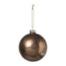 Kerstbal koperkleurige glitters - bruin - 8 cm