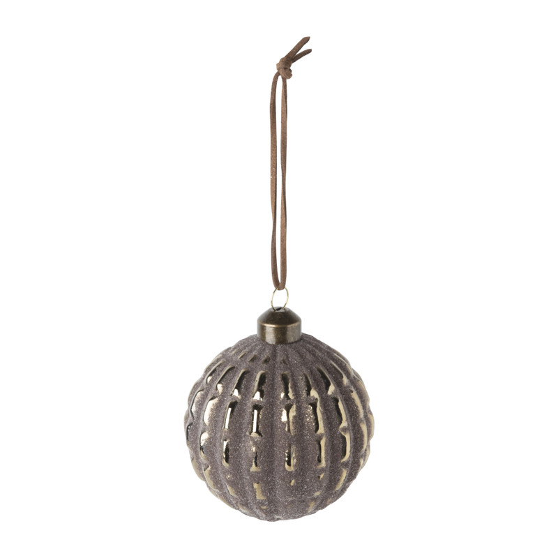 Kerstbal - goud/bruin - 8 cm