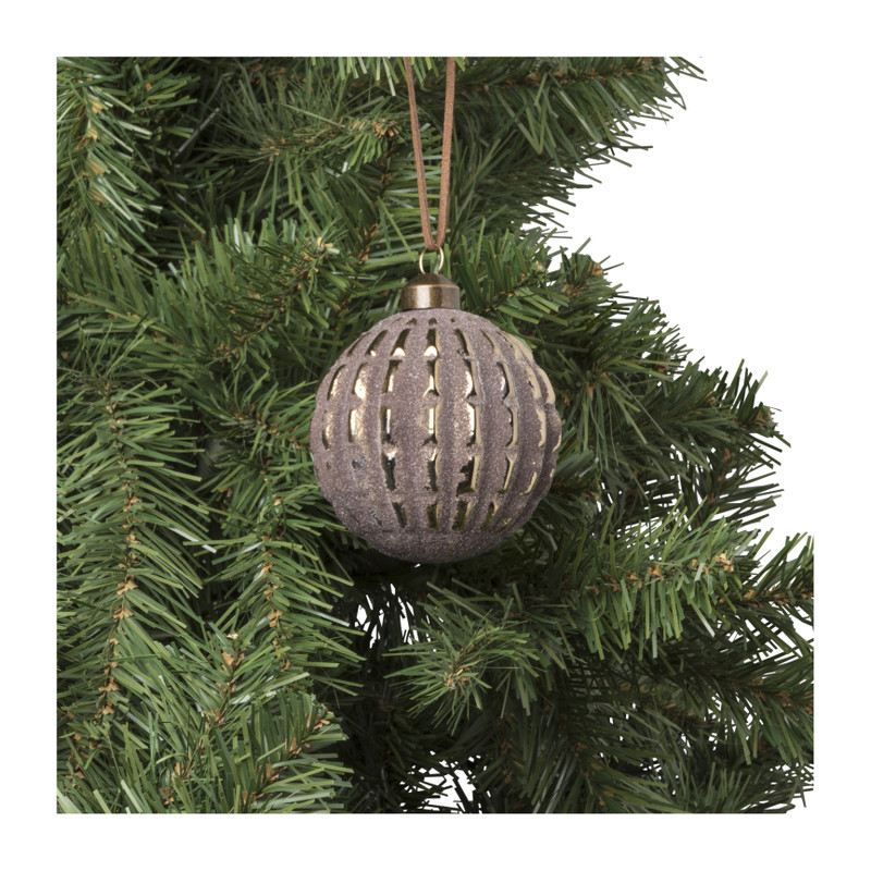 Kerstbal - goud/bruin - 8 cm