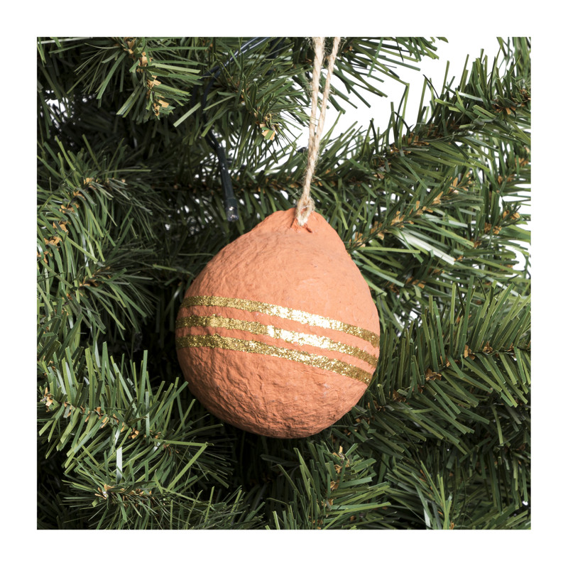 Kerstbal van recycled katoen - terra