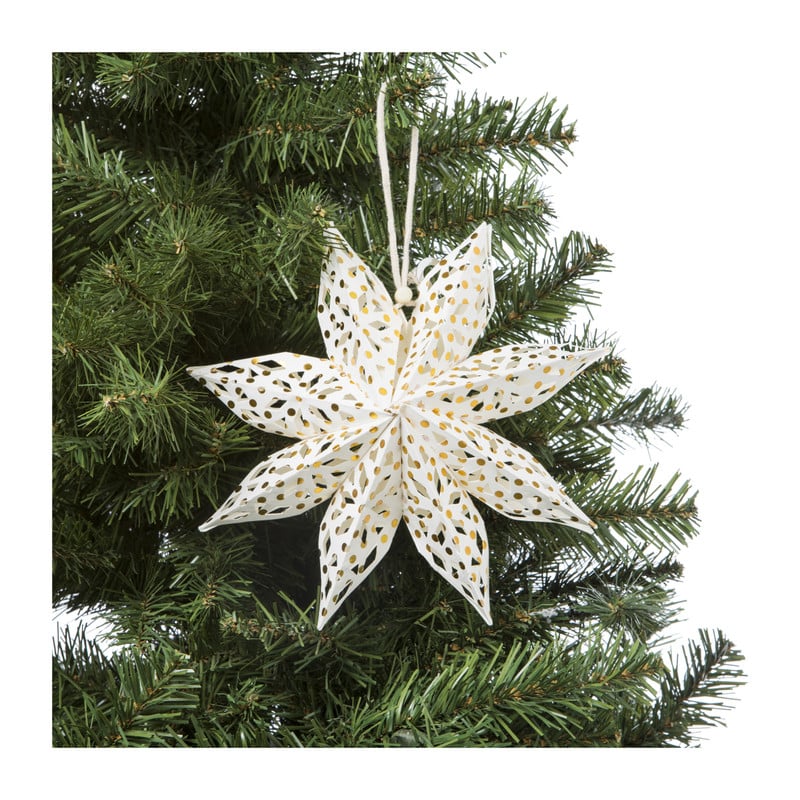 Kersthanger sneeuwvlok - wit/goud - 20 cm
