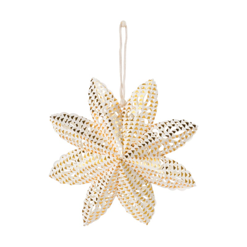 Kersthanger sneeuwvlok - wit/goud - 20 cm