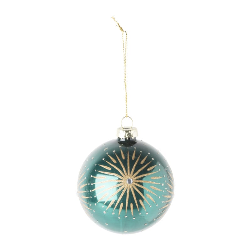 Kerstbal zon - blauw - Ø8 cm 