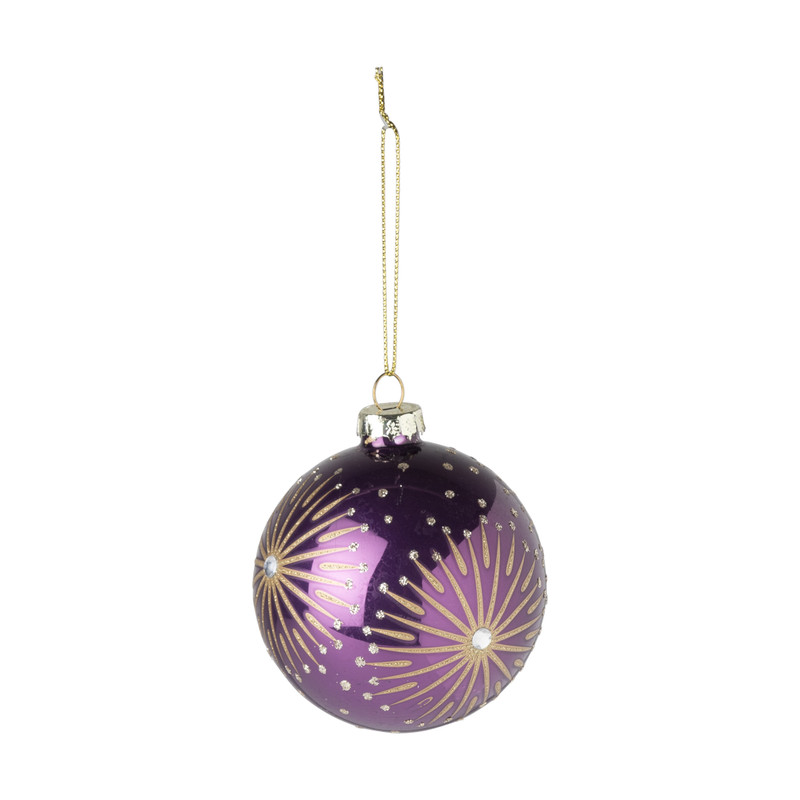 Kerstbal zon - paars - Ø8 CM