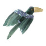 Toekan op clip - groen - 14 cm
