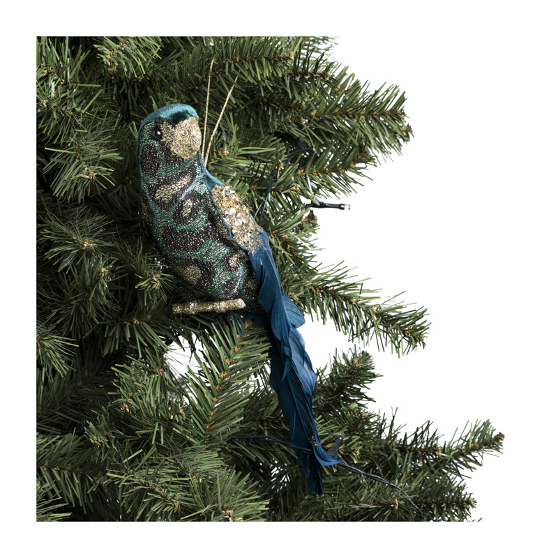 Kersthanger papegaai - groen - 28 cm