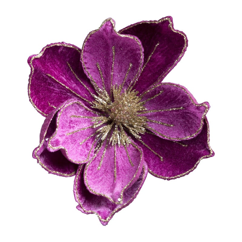 bloem op clip - roze - 14 cm