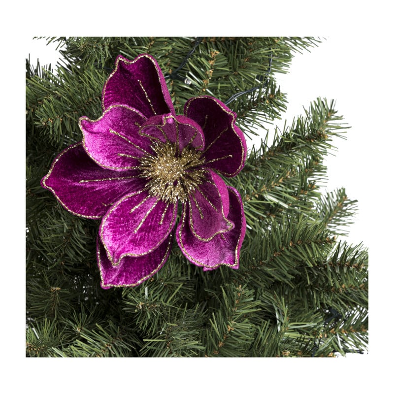 bloem op clip - roze - 14 cm