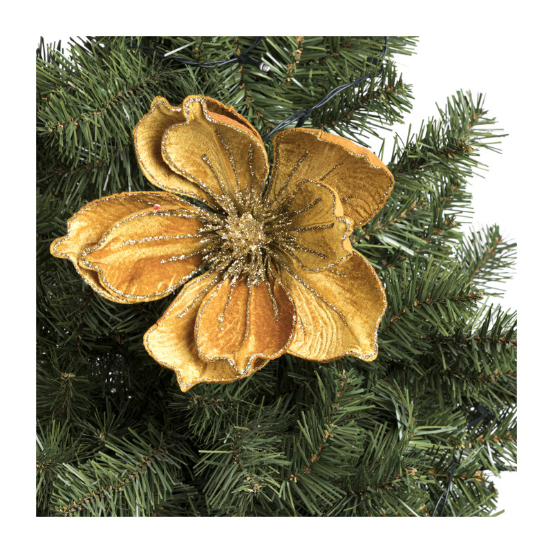 bloem op clip - geel - 14 cm