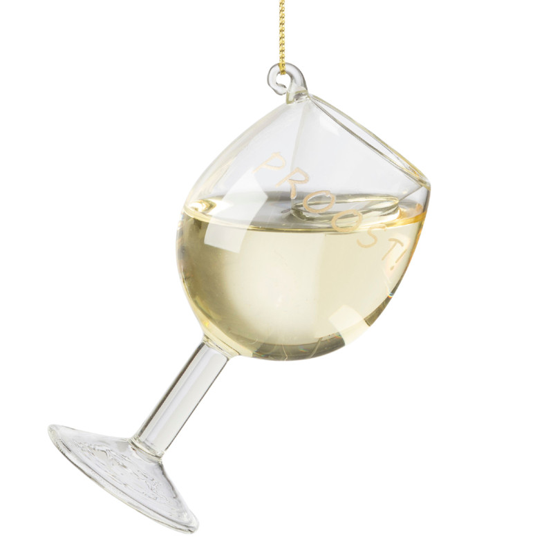 Kersthanger wijnglas - wit