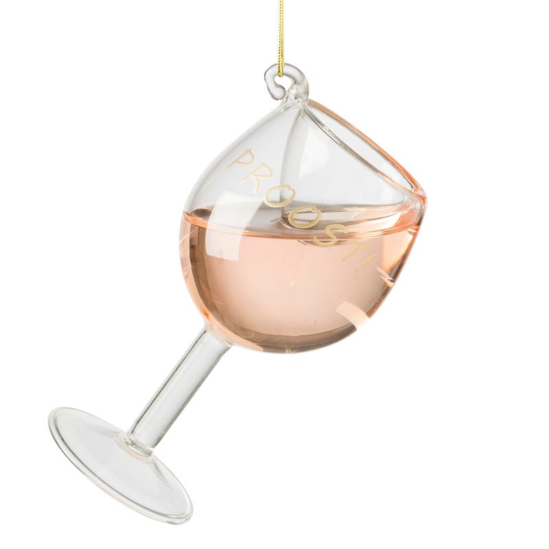 Kersthanger wijnglas - rose