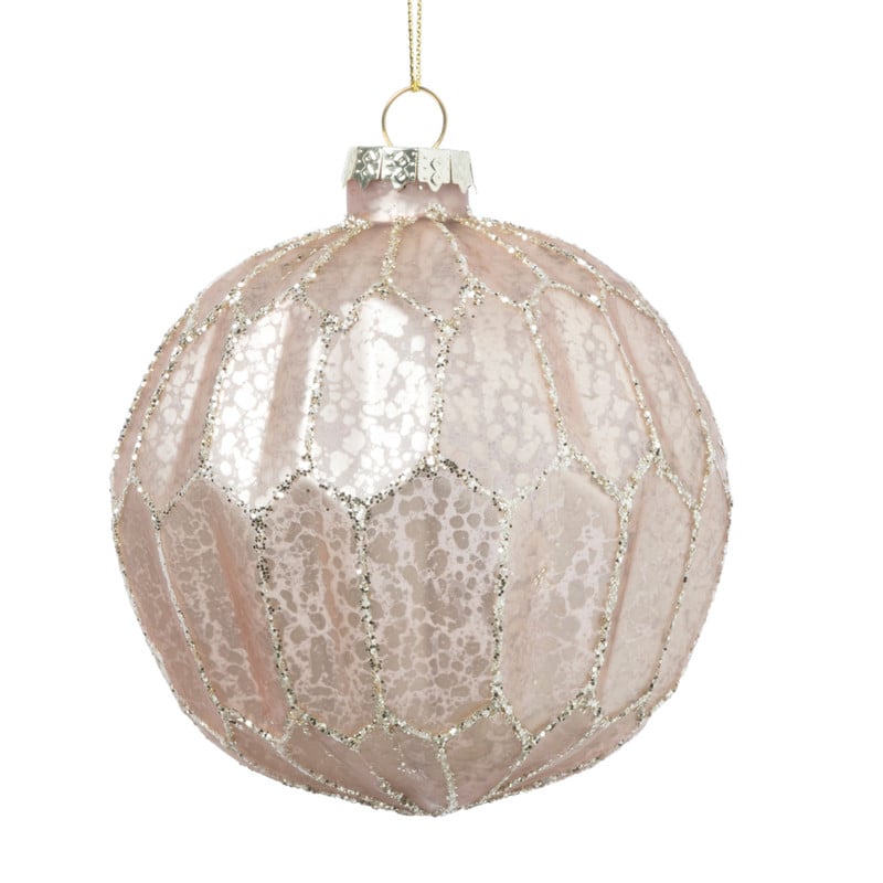 Kerstbal Kersthanger - roze - 10 cm