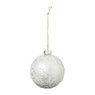 Kerstbal reliëf - wit/bruin - 8 cm