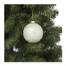 Kerstbal reliëf - wit/bruin - 8 cm