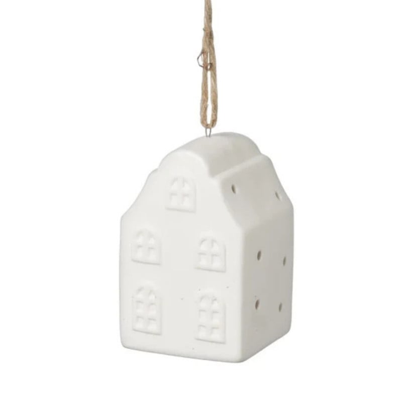 Kersthanger huisje - lichtgevend - wit 