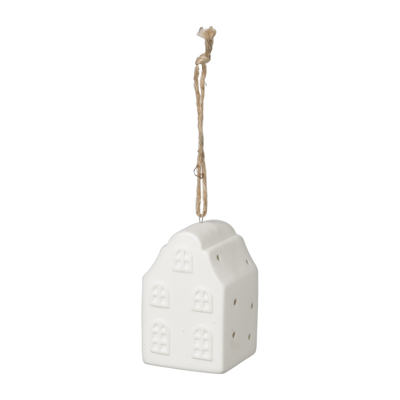 Kersthanger huisje - lichtgevend - wit 