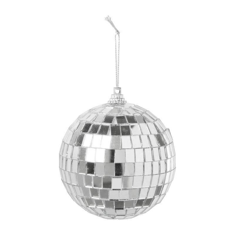 Kersthanger discobal - zilver - 8 cm 