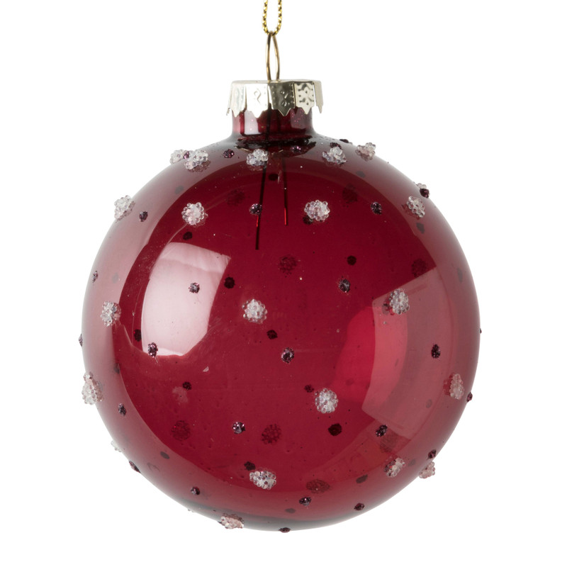 Kerstbal met stippen - paars 