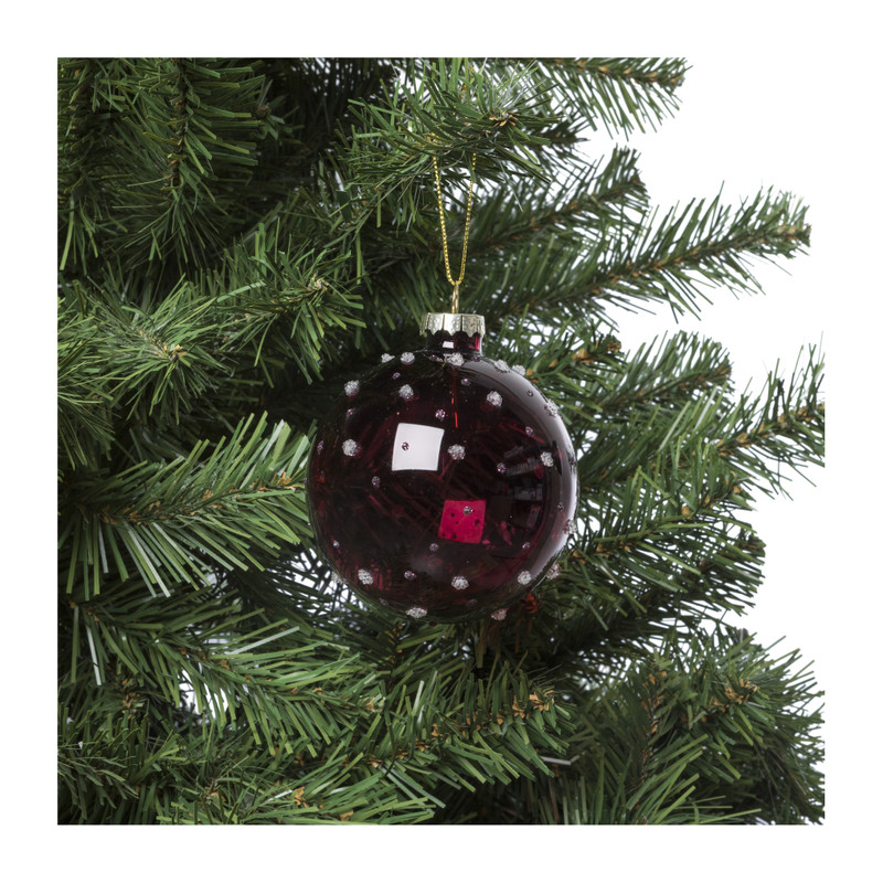 Kerstbal met stippen - paars 