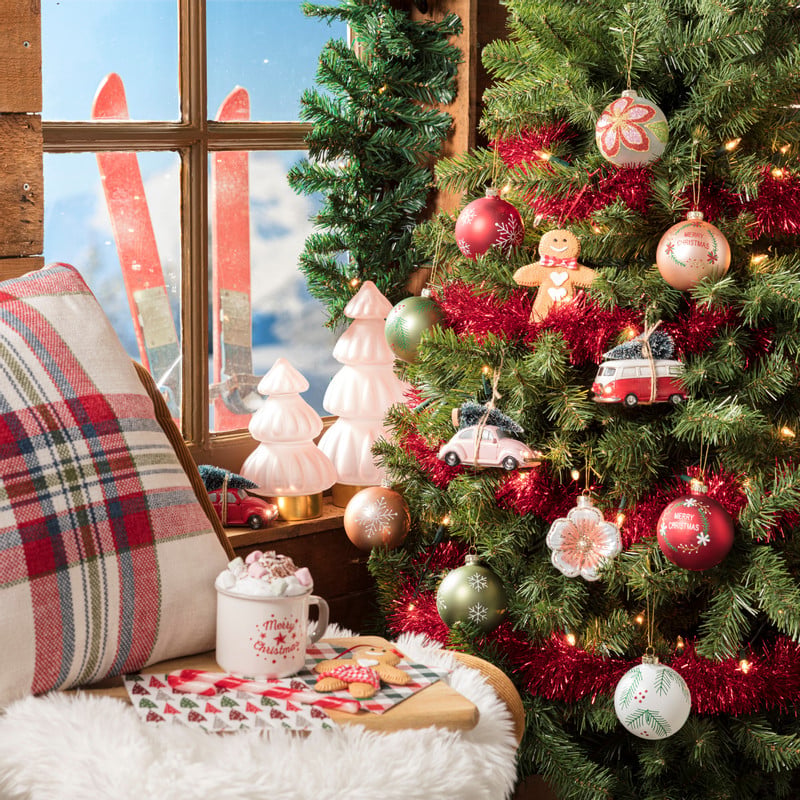 Kerstbal bloem - wit 