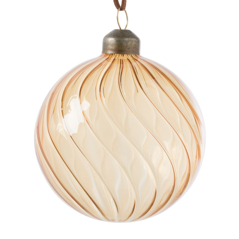 Kerstbal gedraaid glas - geel 