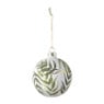 Kerstbal blaadjes - wit/groen - ⌀8 cm 