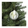 Kerstbal blaadjes - wit/groen - ⌀8 cm 