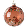 Kerstbal bloemetjes - oranje - ⌀8 cm 