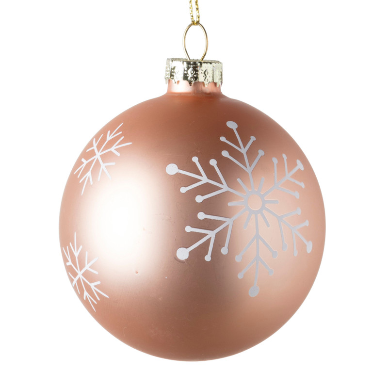 Kerstbal sneeuwvlok - roze - ⌀8 cm