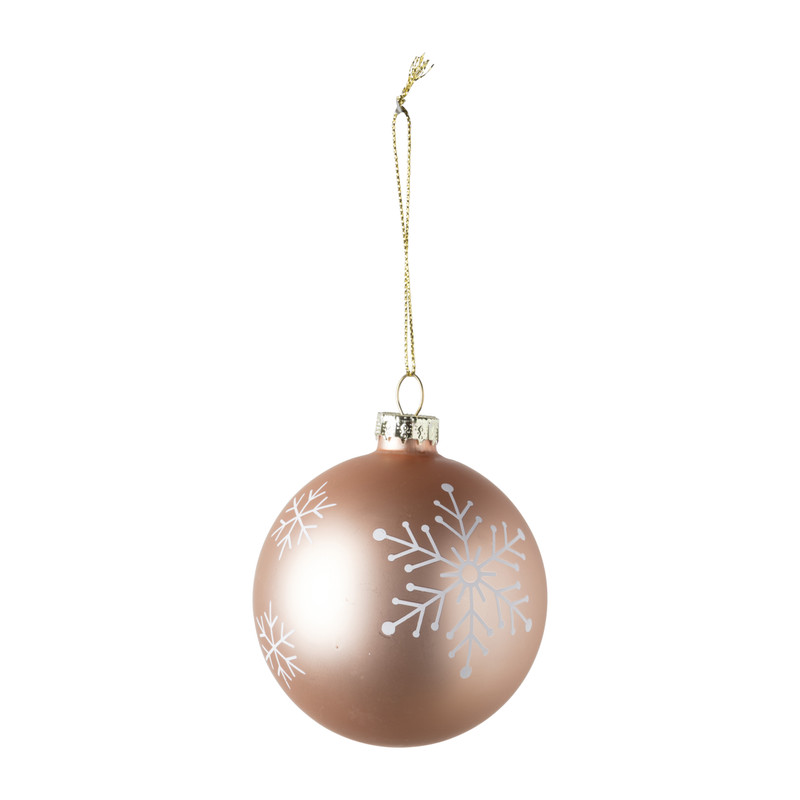 Kerstbal sneeuwvlok - roze - ⌀8 cm